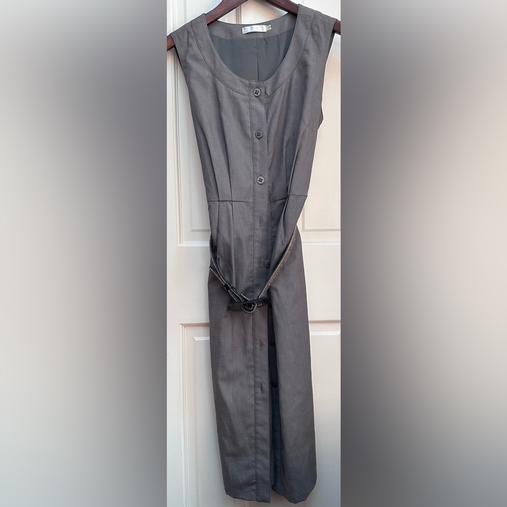NWOT LADIES BADGLEY MISCHKA VINTAGE GRAY SLEEVELESS BELTED DRESS - SIZE 0